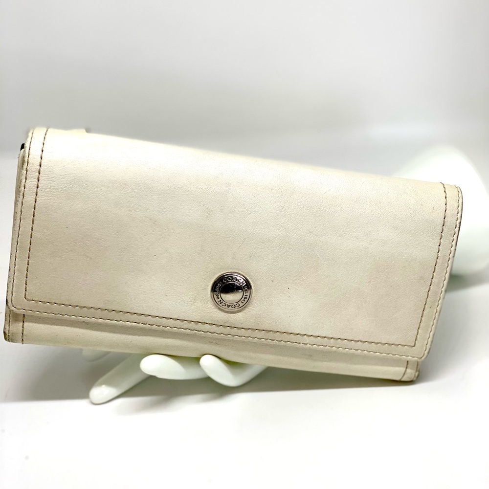 COACH🔥VINTAGE🔥BEIGE TRIFOLD LEATHER WALLET